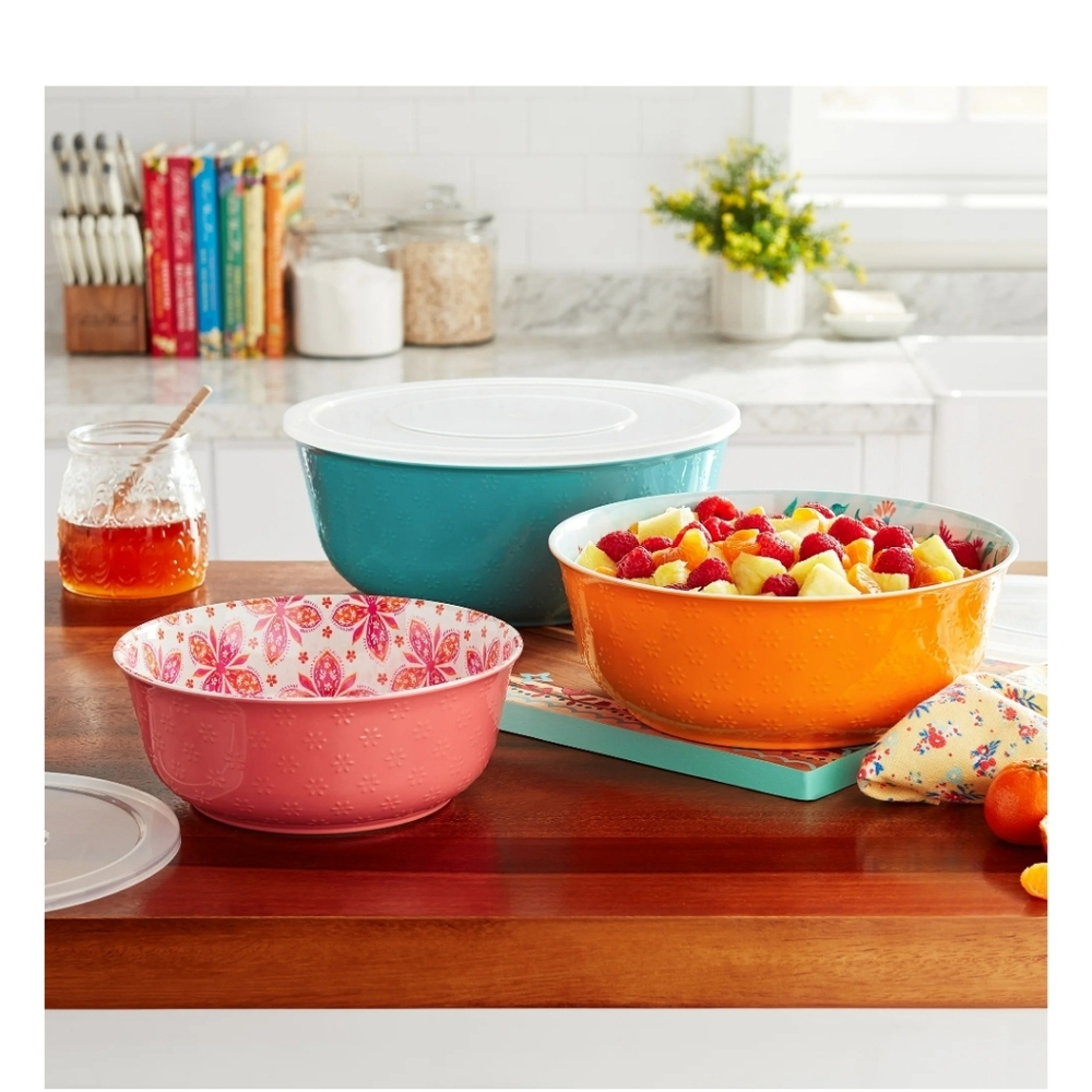 NWT💗💙🧡The Pioneer Woman Fresh Floral 6 Piece Melamine Bowl Set Multicolor